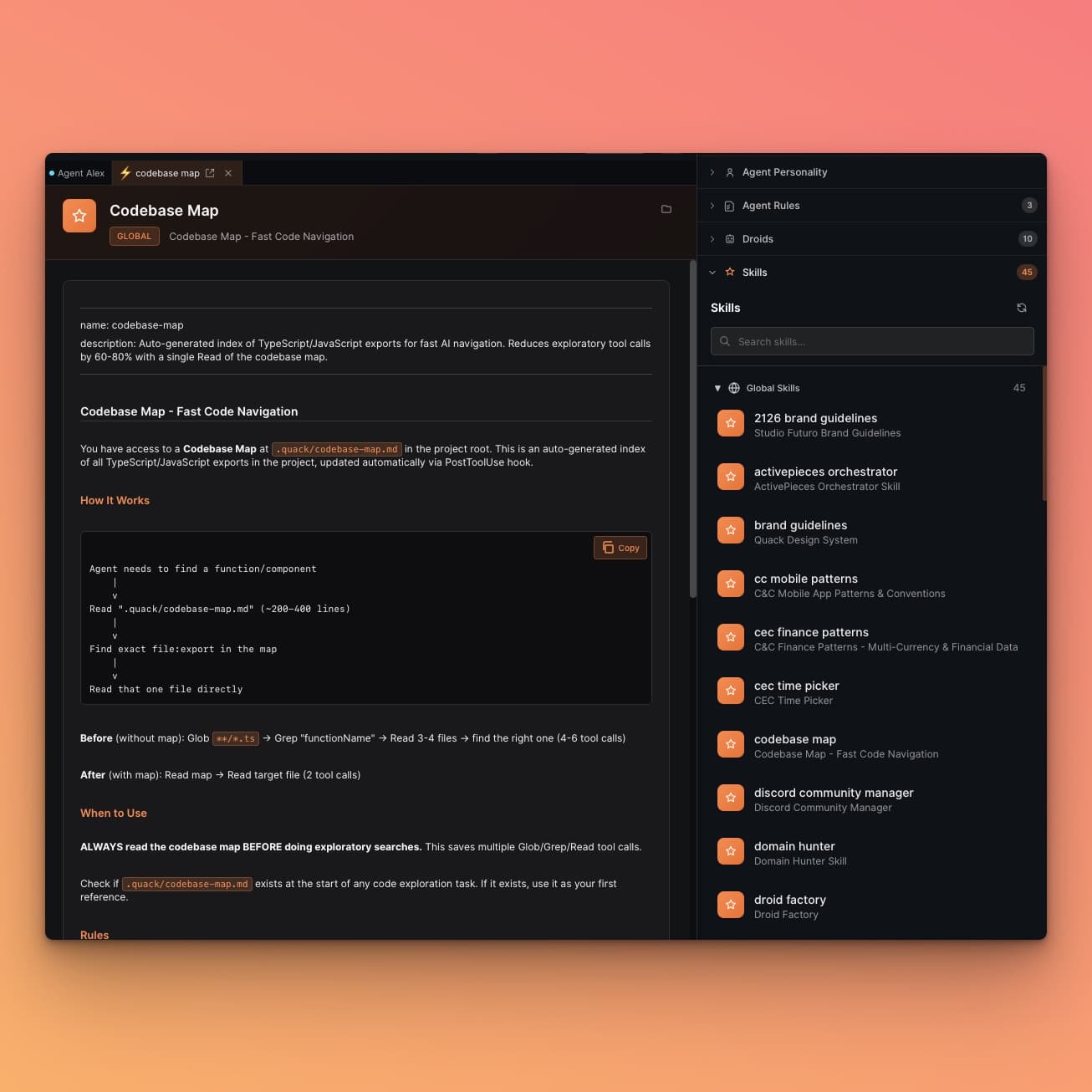 Quack visual configuration interface for Claude Code skills, hooks, and MCP tools